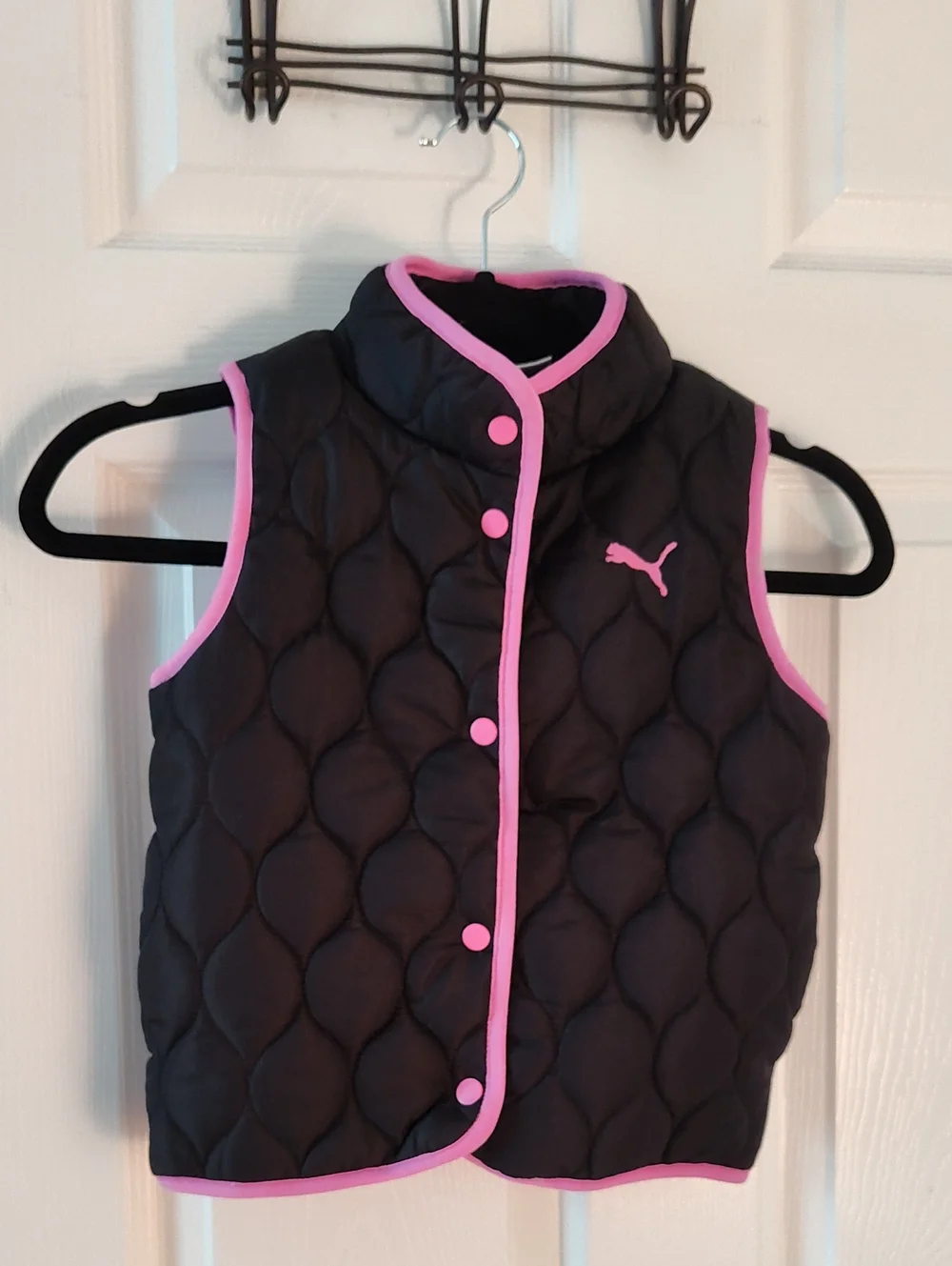 Puma Black Quilted Vest with Pink Trim